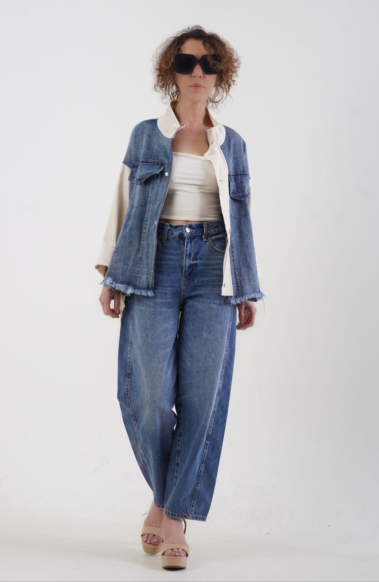 Naturel Denim Detaylı Ceket