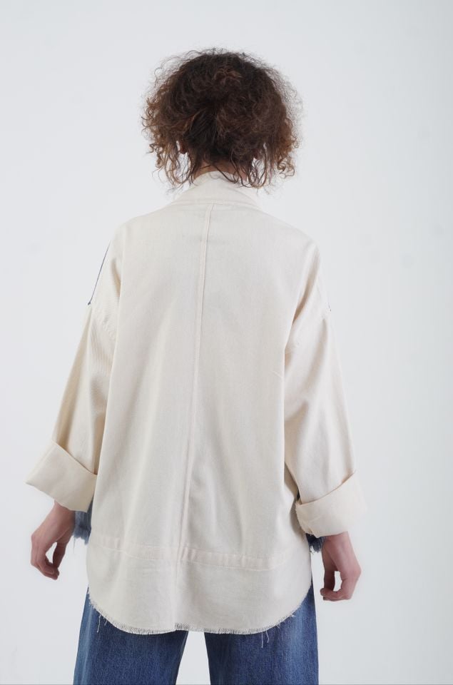 Naturel Denim Detaylı Ceket