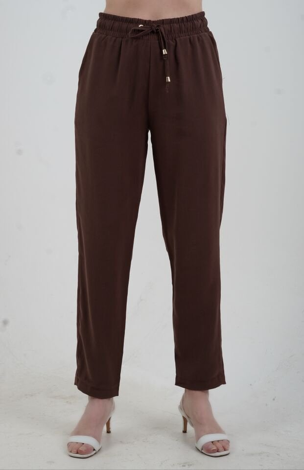 Kahve Tensel Fermuarlı Ceket Pantolon Takım