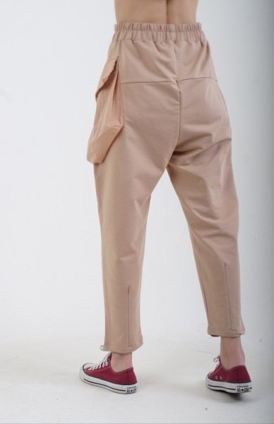 Cep Detaylı Eşofman Pantolon BEJ - S