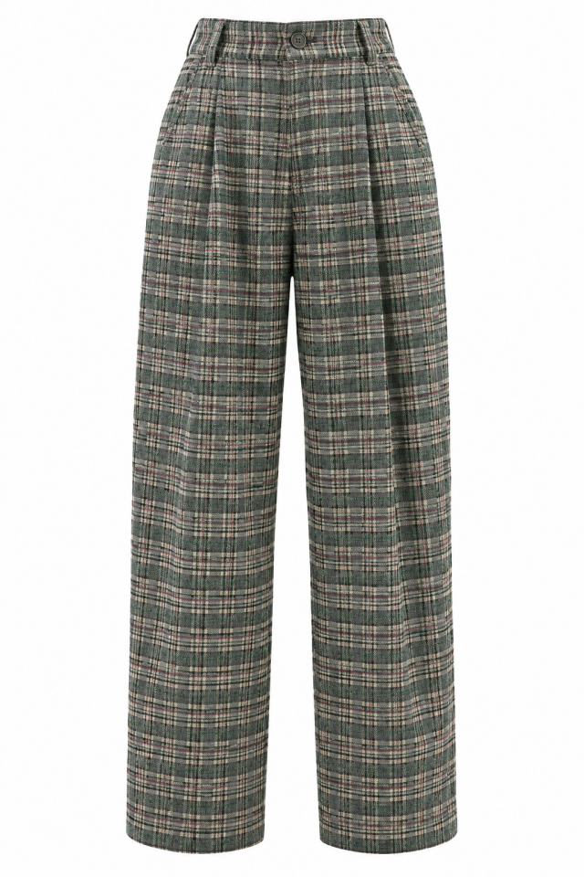 Ekose Desen Şalvar Pantolon
