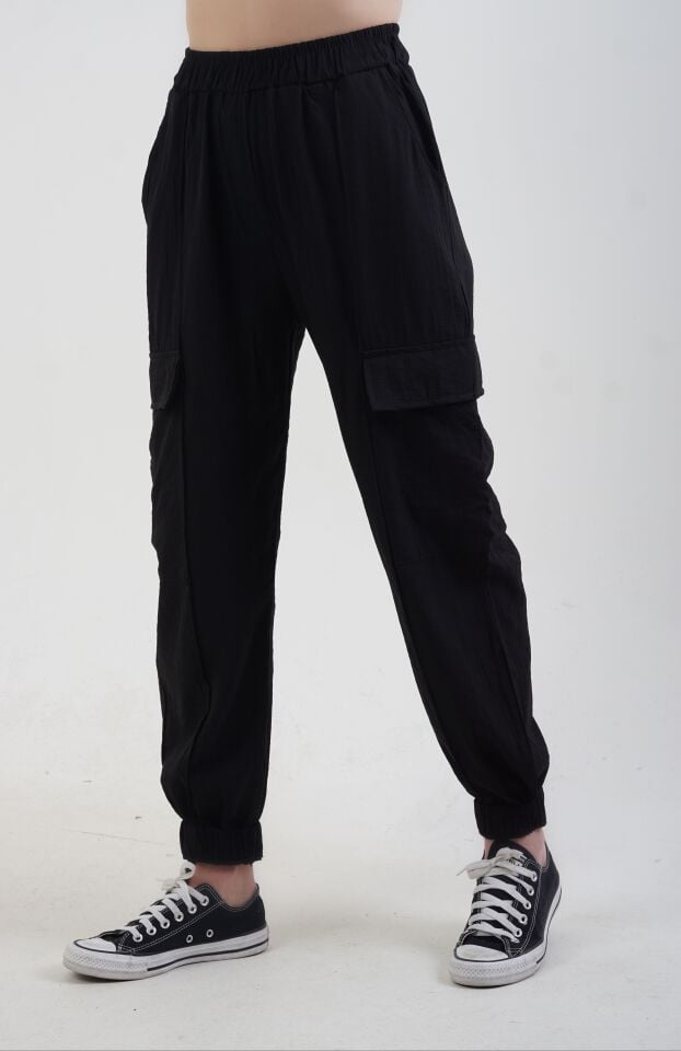 Siyah Kargo Cepli Jogger Pant