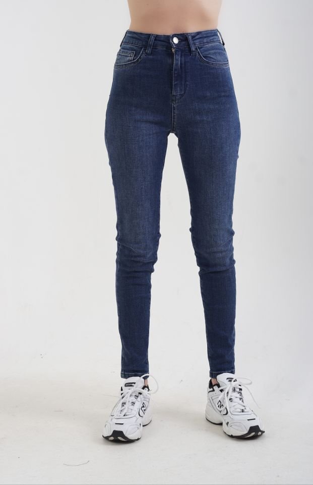 Mavi Yüksek Bel Skinny Jean Pantolon