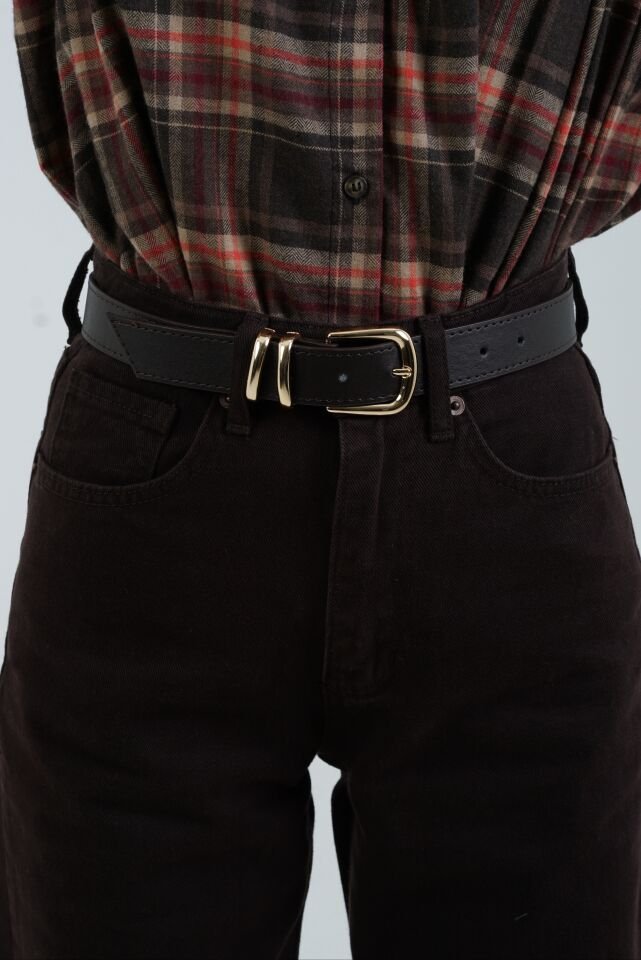 Kahve Yüksek Bel Straight Denim  Pantolon