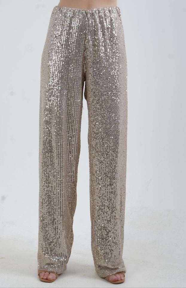 Vizon Pul Payetli Bol Paça Pantolon