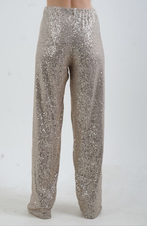 Vizon Pul Payetli Bol Paça Pantolon