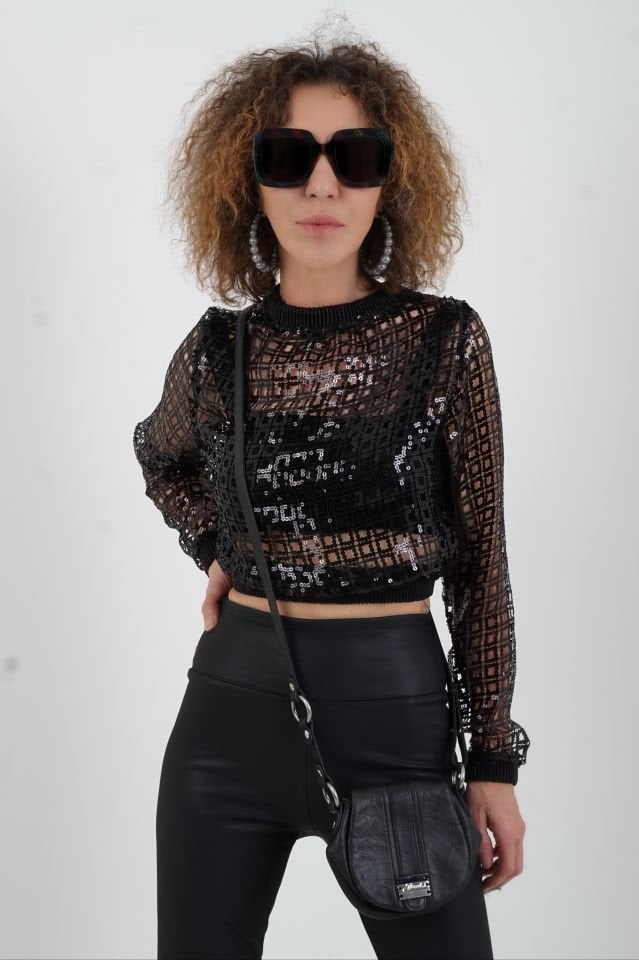 Siyah File Crop  Bluz