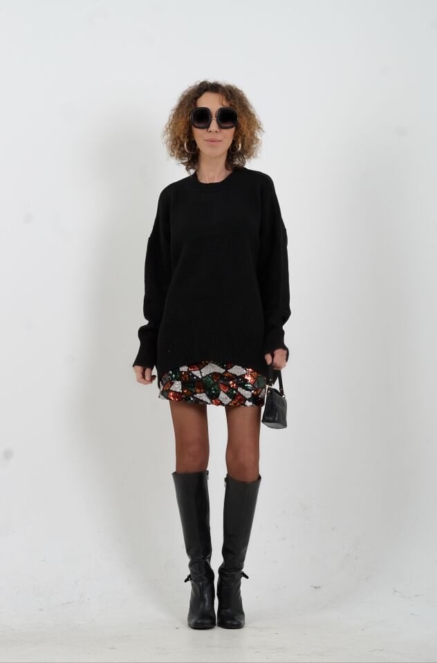 Siyah  Best Bisiklet Yaka Kazak