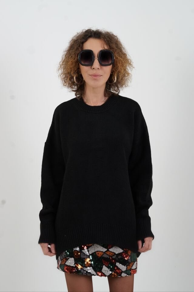 Siyah  Best Bisiklet Yaka Kazak