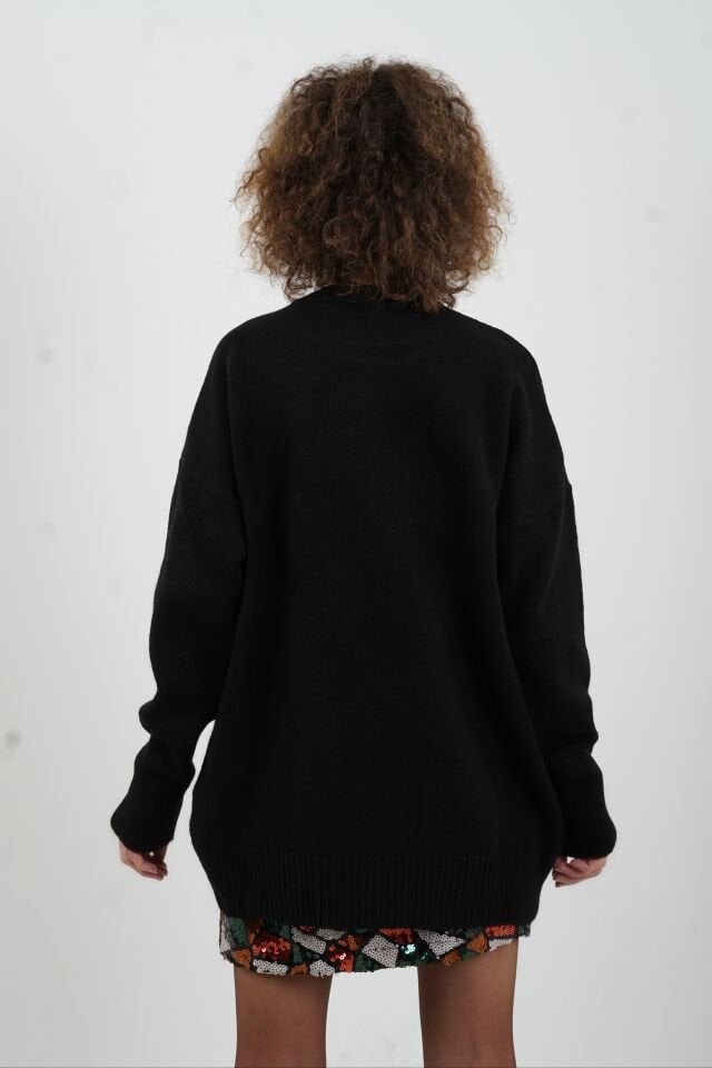 Siyah  Best Bisiklet Yaka Kazak