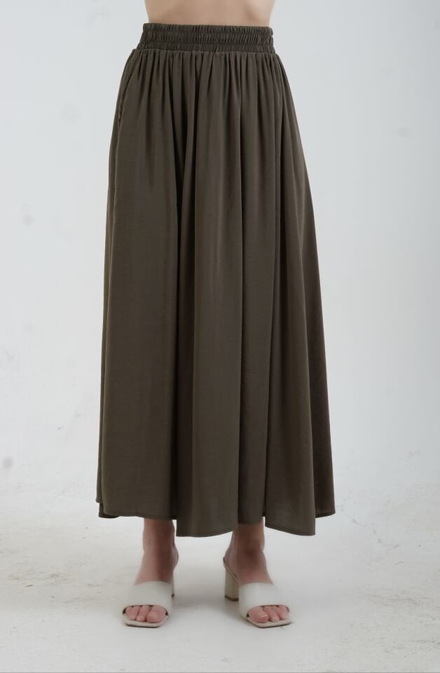 Haki Tensel Uzun Etek