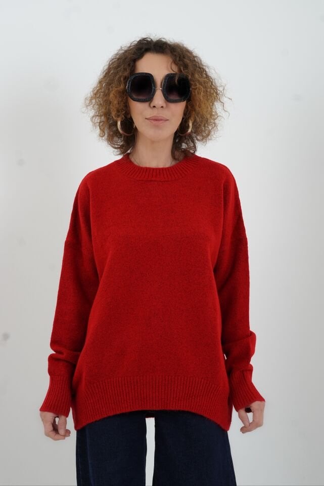 Kırmızı Best Bisiklet Yaka Kazak