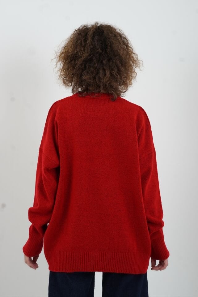 Kırmızı Best Bisiklet Yaka Kazak