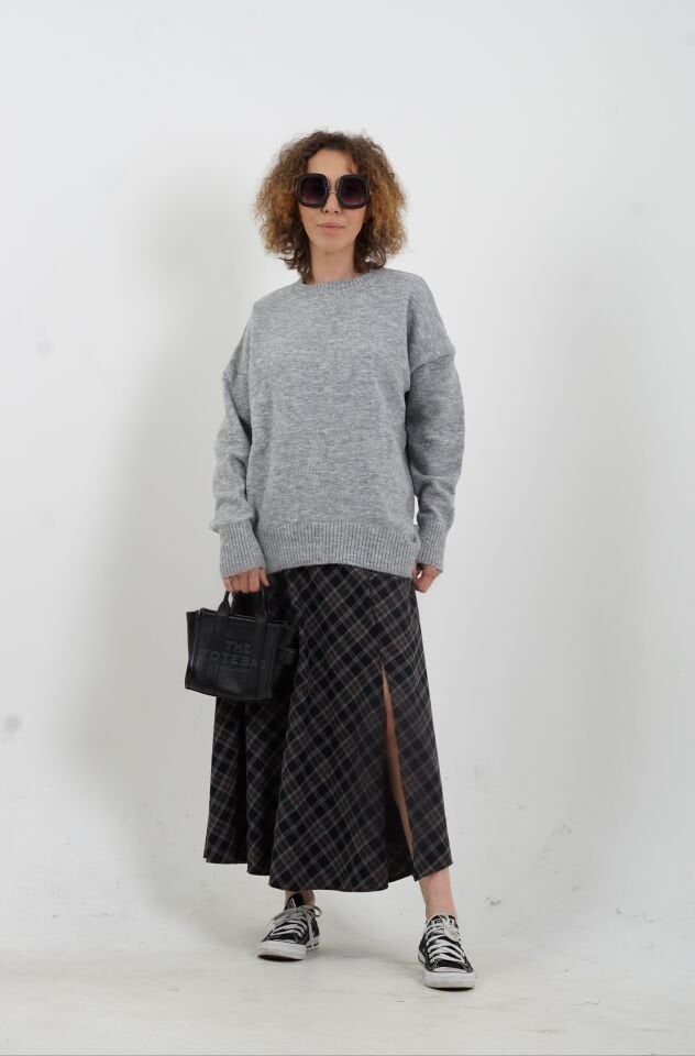 Gri Melanj Best Bisiklet Yaka Kazak