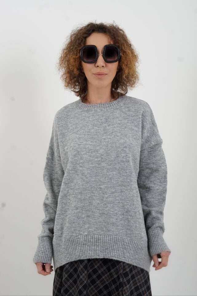 Gri Melanj Best Bisiklet Yaka Kazak