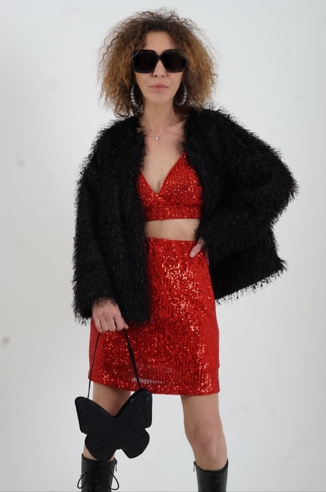 Siyah Saçaklı Ceket