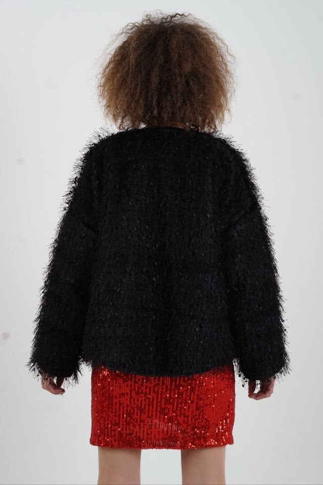 Siyah Saçaklı Ceket