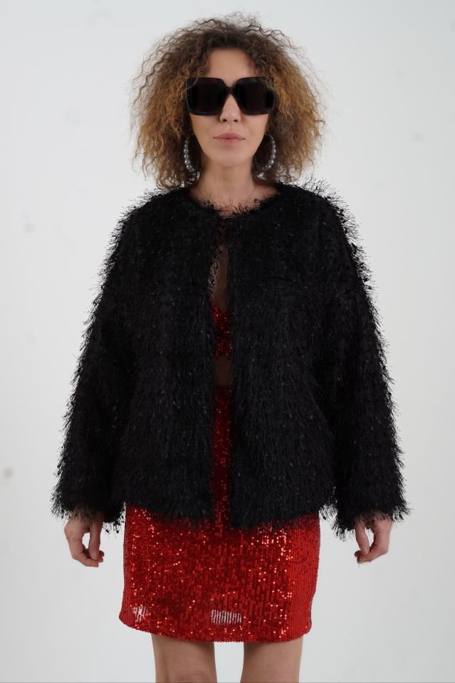 Siyah Saçaklı Ceket