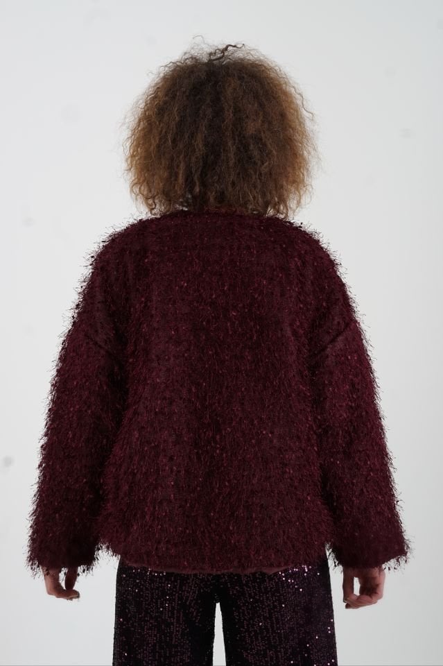 Bordo Saçaklı Ceket