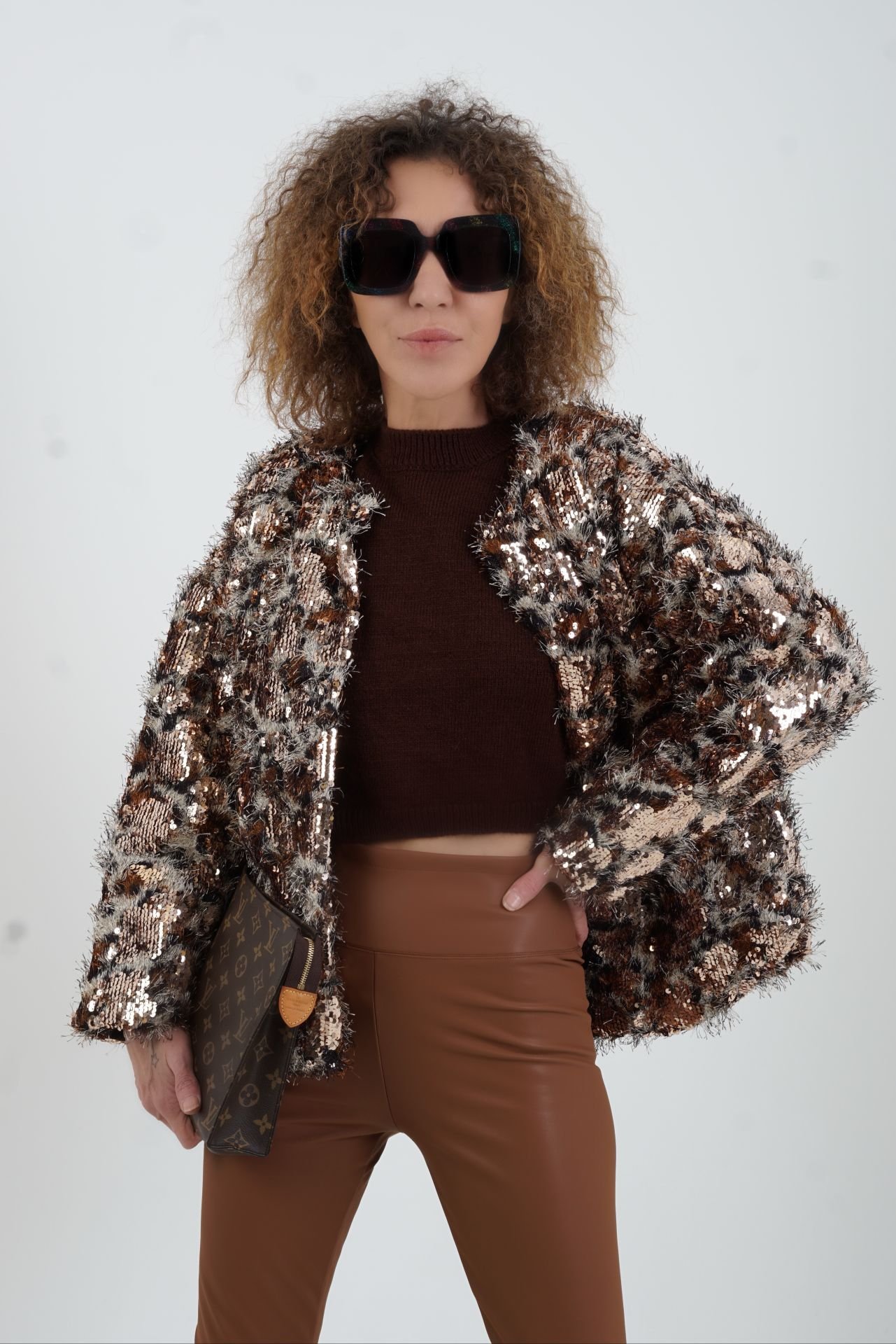 Leopar Pul Payetli Ceket