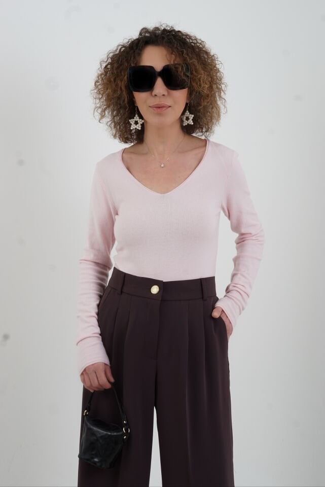 Kahve Geniş Paça Pantolon