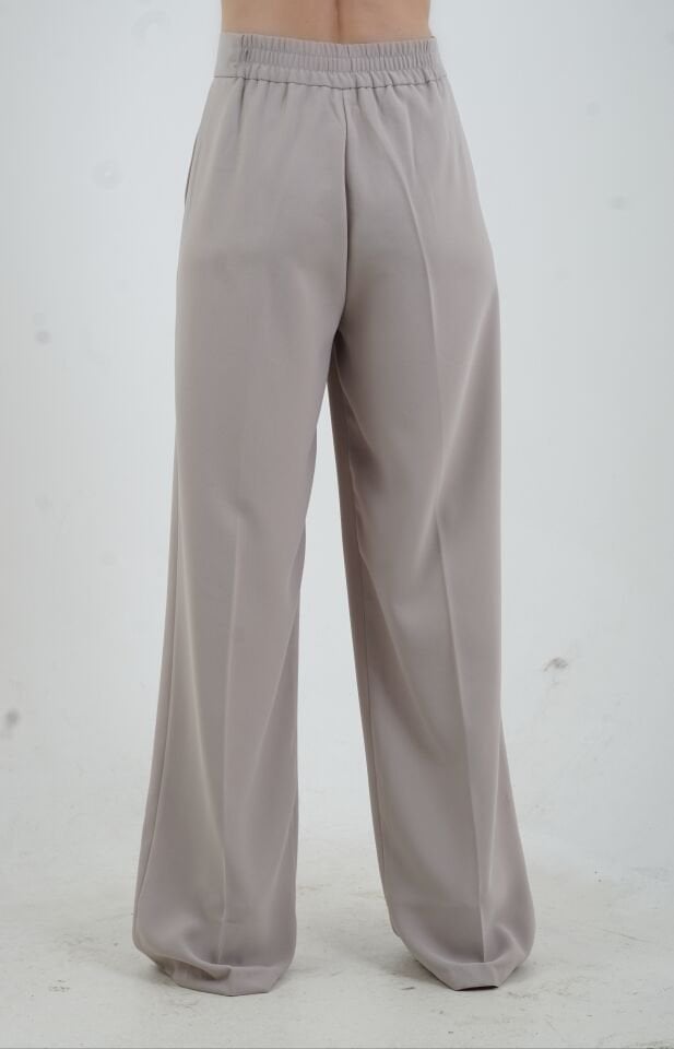 Koyu Bej Geniş Paça Pantolon