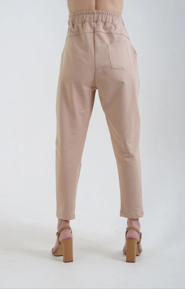 Diagonal Detaylı Jogger Pantolon BEJ - L