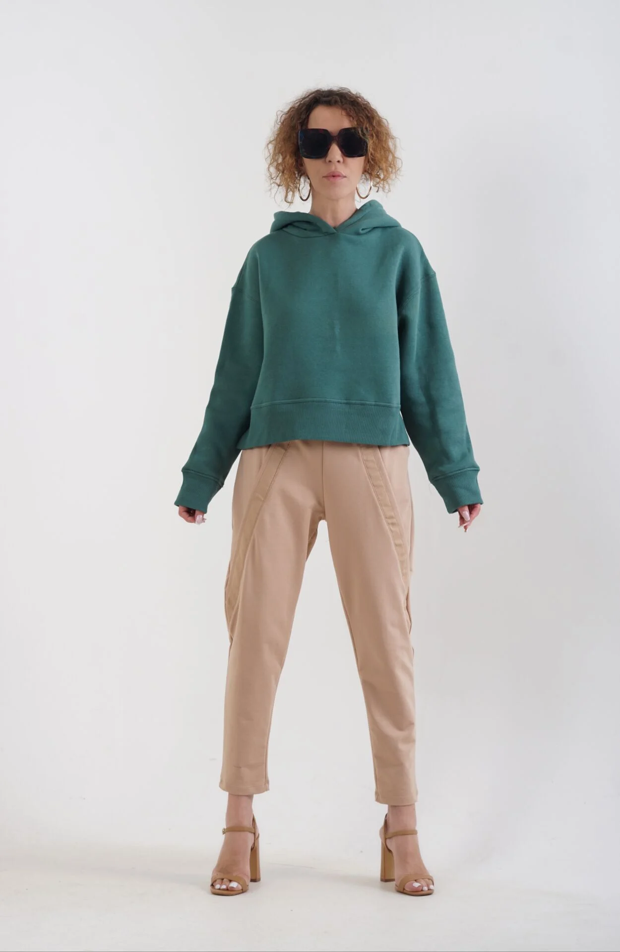 Diagonal Detaylı Jogger Pantolon BEJ - S