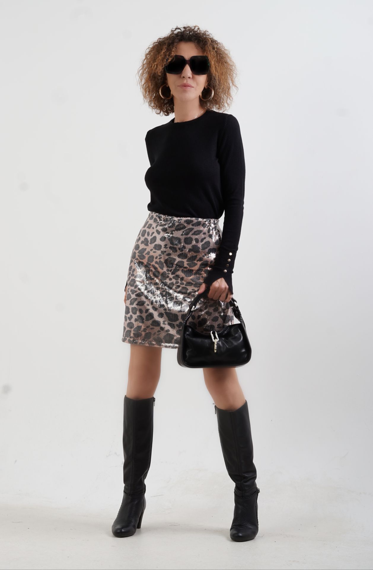Leopar Pul Payetli Etek