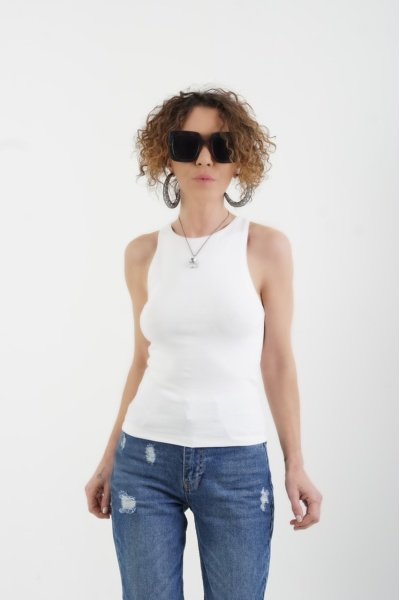 Halter Yaka Atlet BEYAZ - M