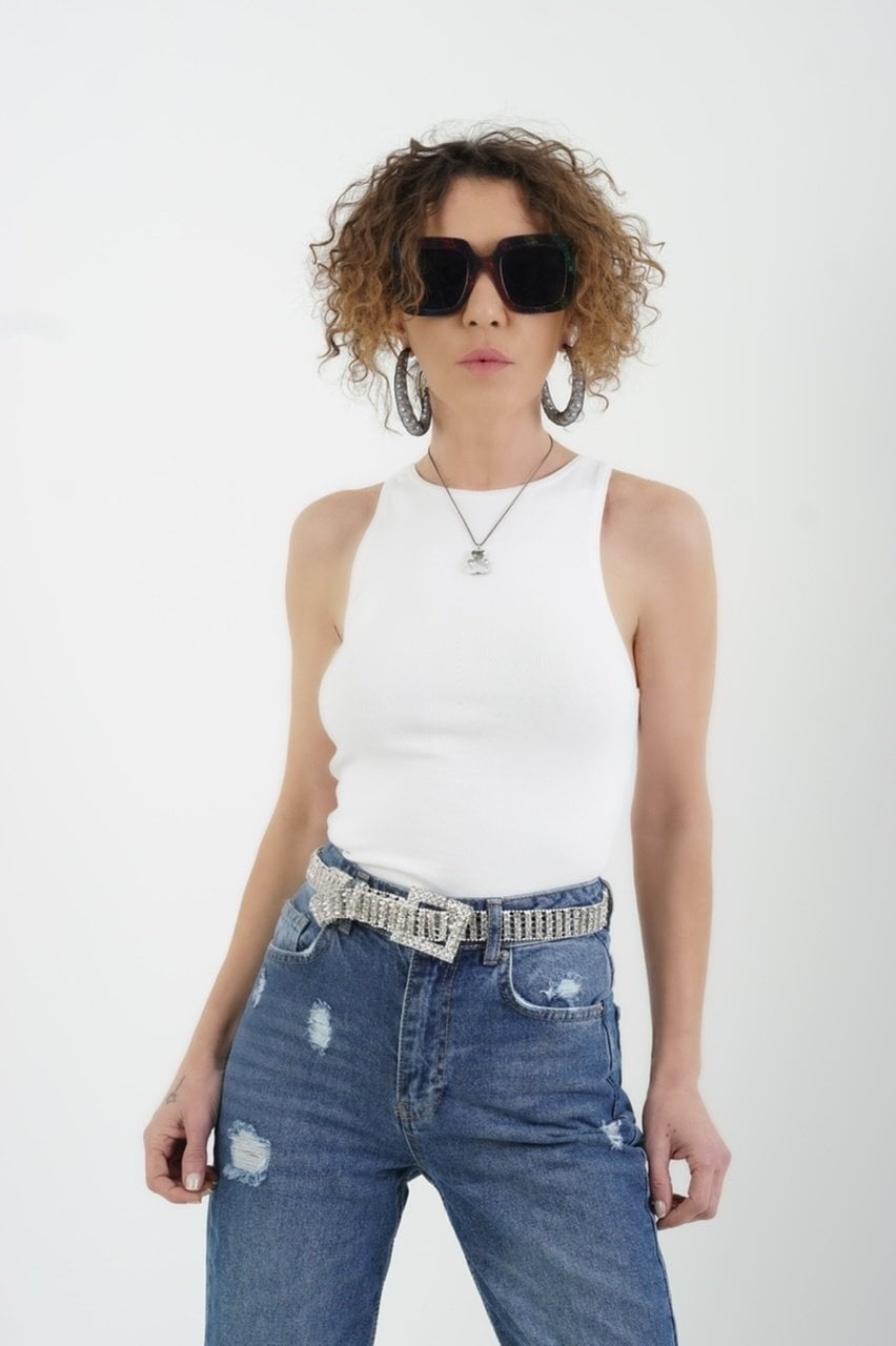 Halter Yaka Atlet BEYAZ - M