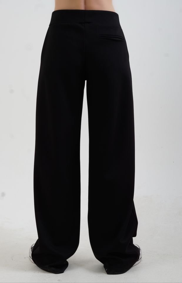 Siyah Fermuarlı Modal Sweatshirt Bol Paça Pantolon Takım