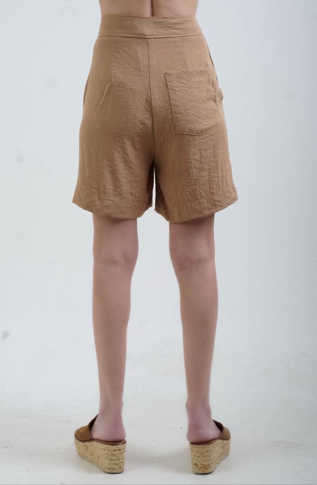 Camel Keten Karışımlı Şort