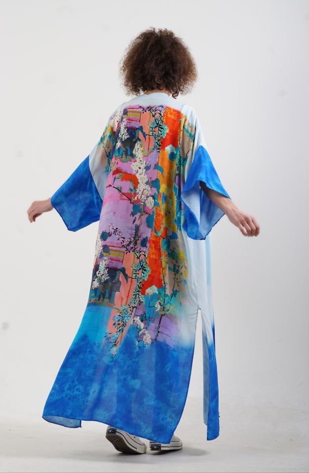 Saks Faralya Desenli Kimono