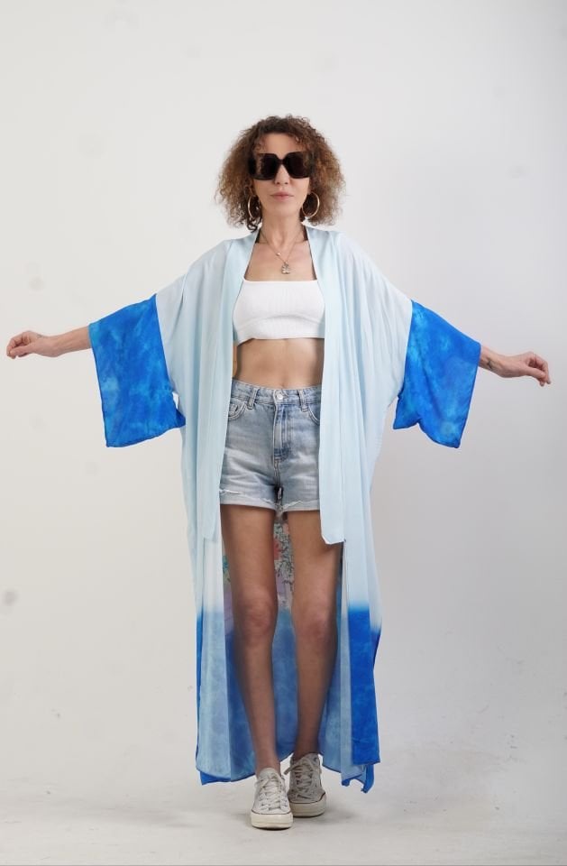 Saks Faralya Desenli Kimono