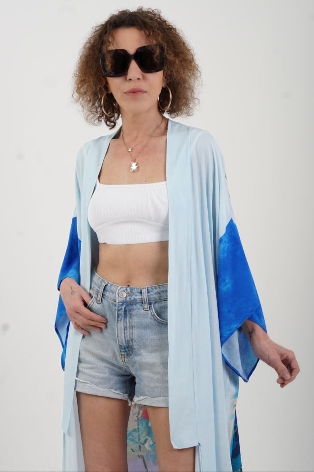 Saks Faralya Desenli Kimono