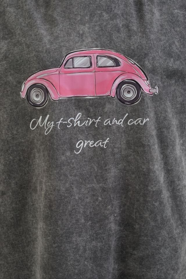 Antrasit Wos Wos Baskılı Soluk Efektli Oversize Tshirt