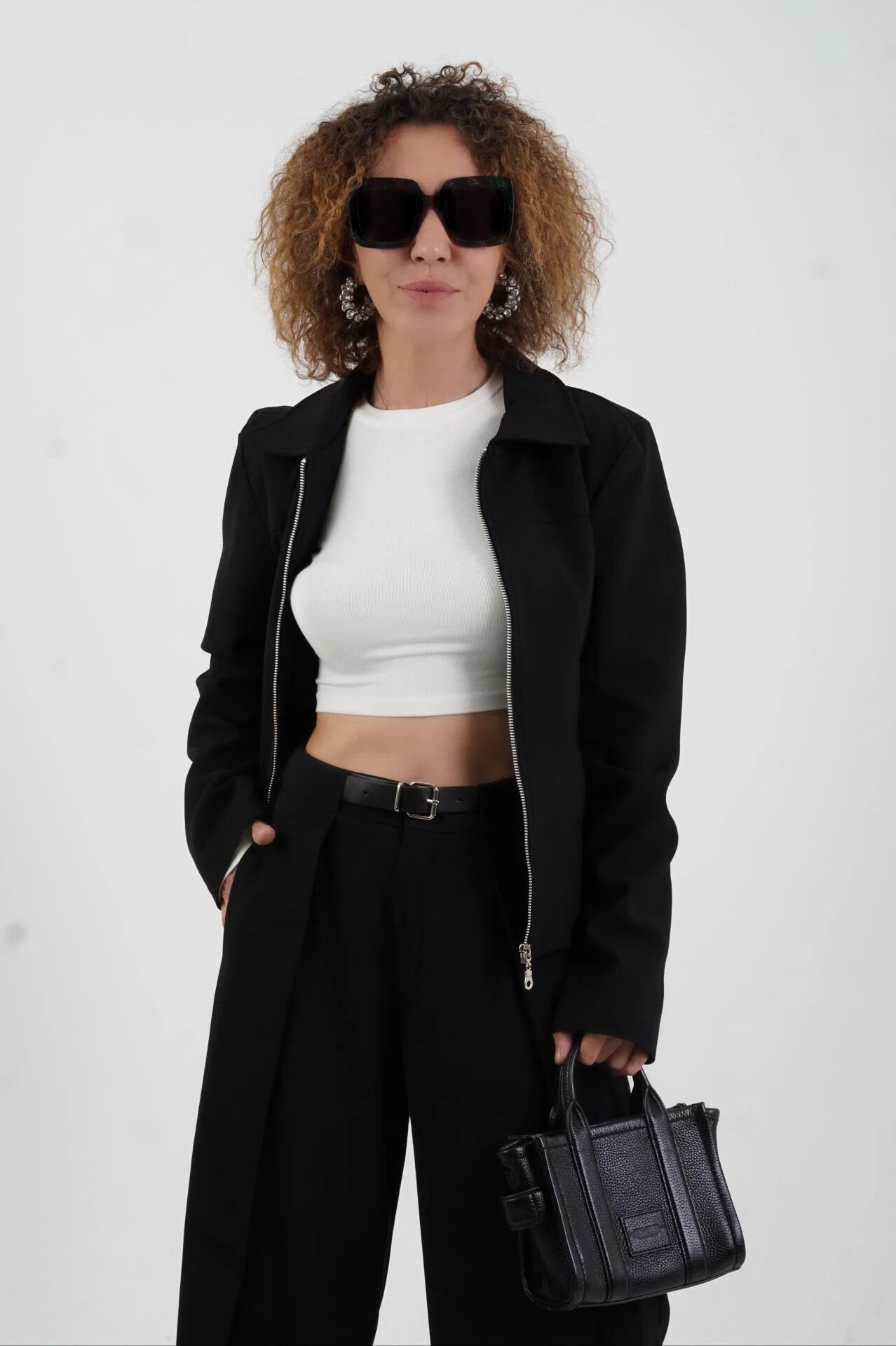 Siyah Fermuarlı Ceket