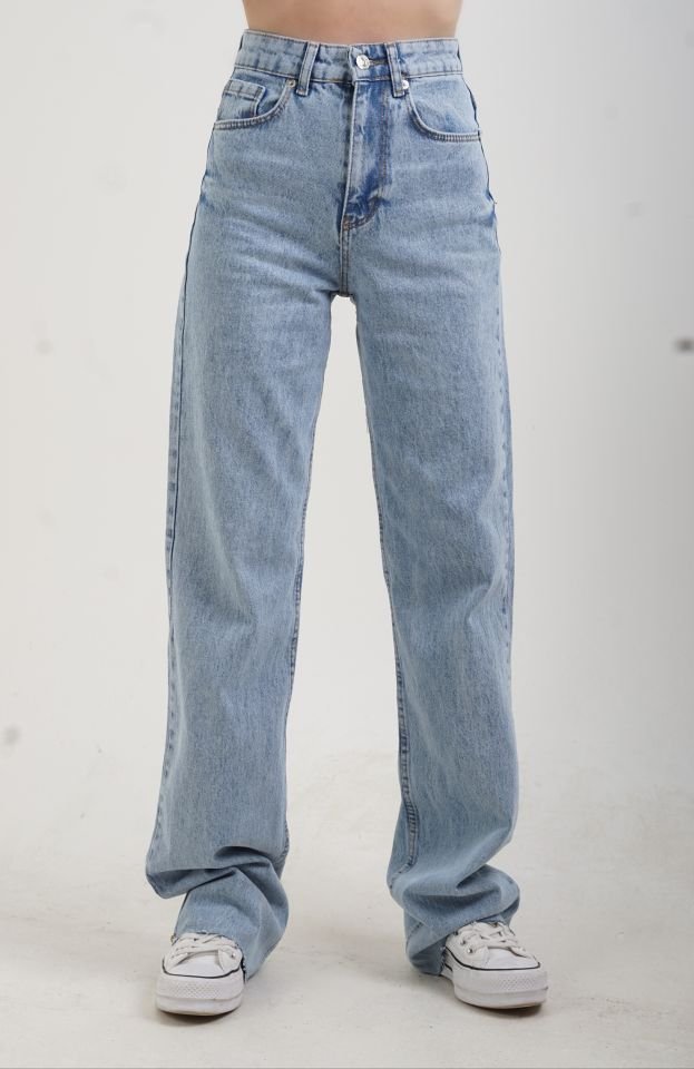 Buz Mavi Straight Fit Jean Pantolon