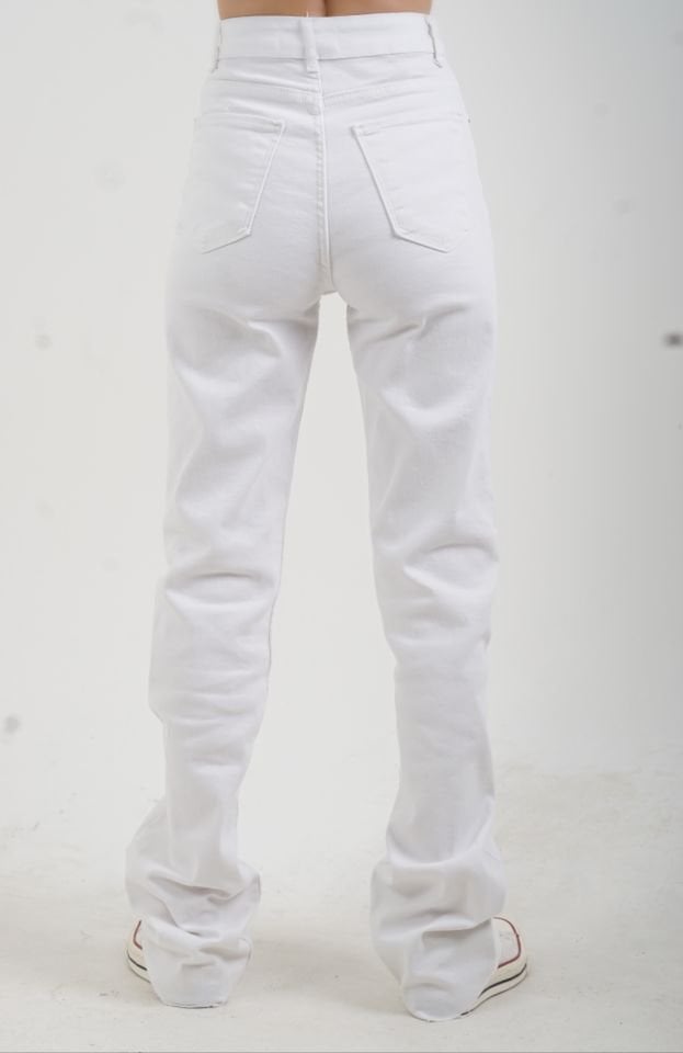 Ekru Straight Fit Jean Pantolon
