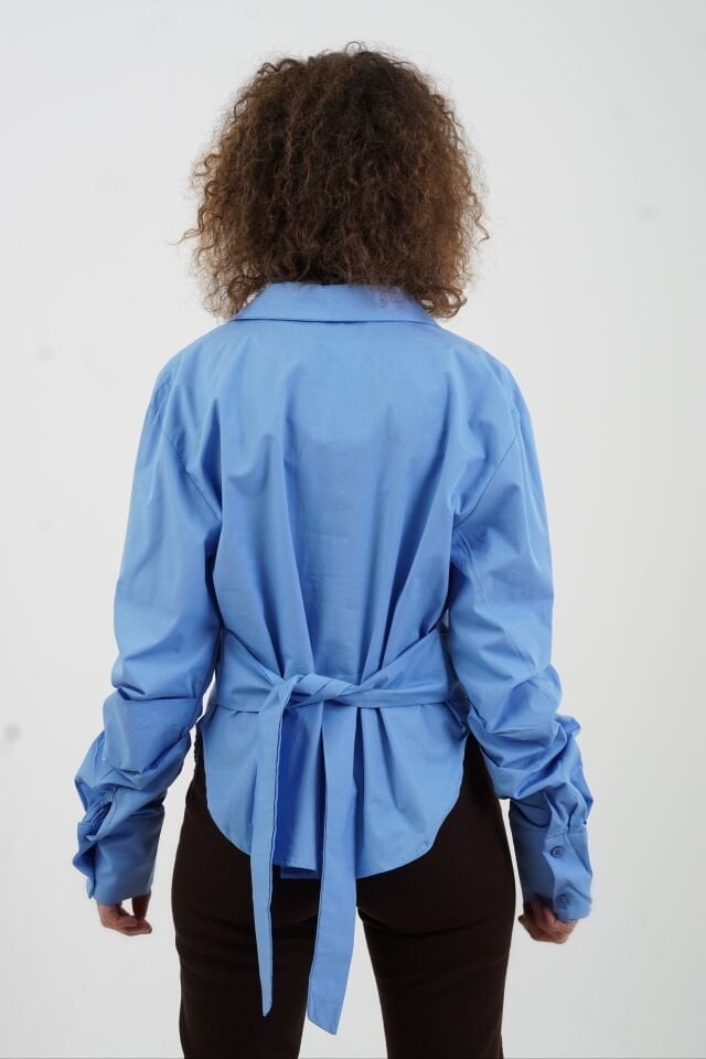 Bebe Mavi Arkadan Bağlamalı Gömlek