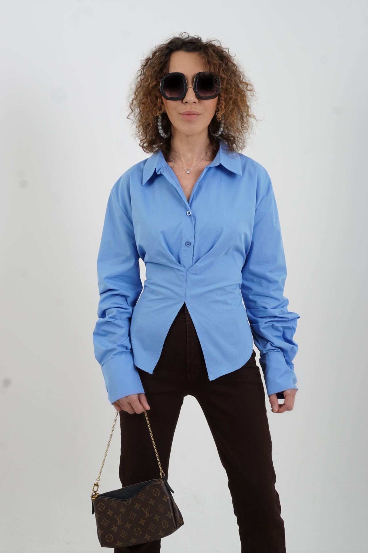 Bebe Mavi Arkadan Bağlamalı Gömlek