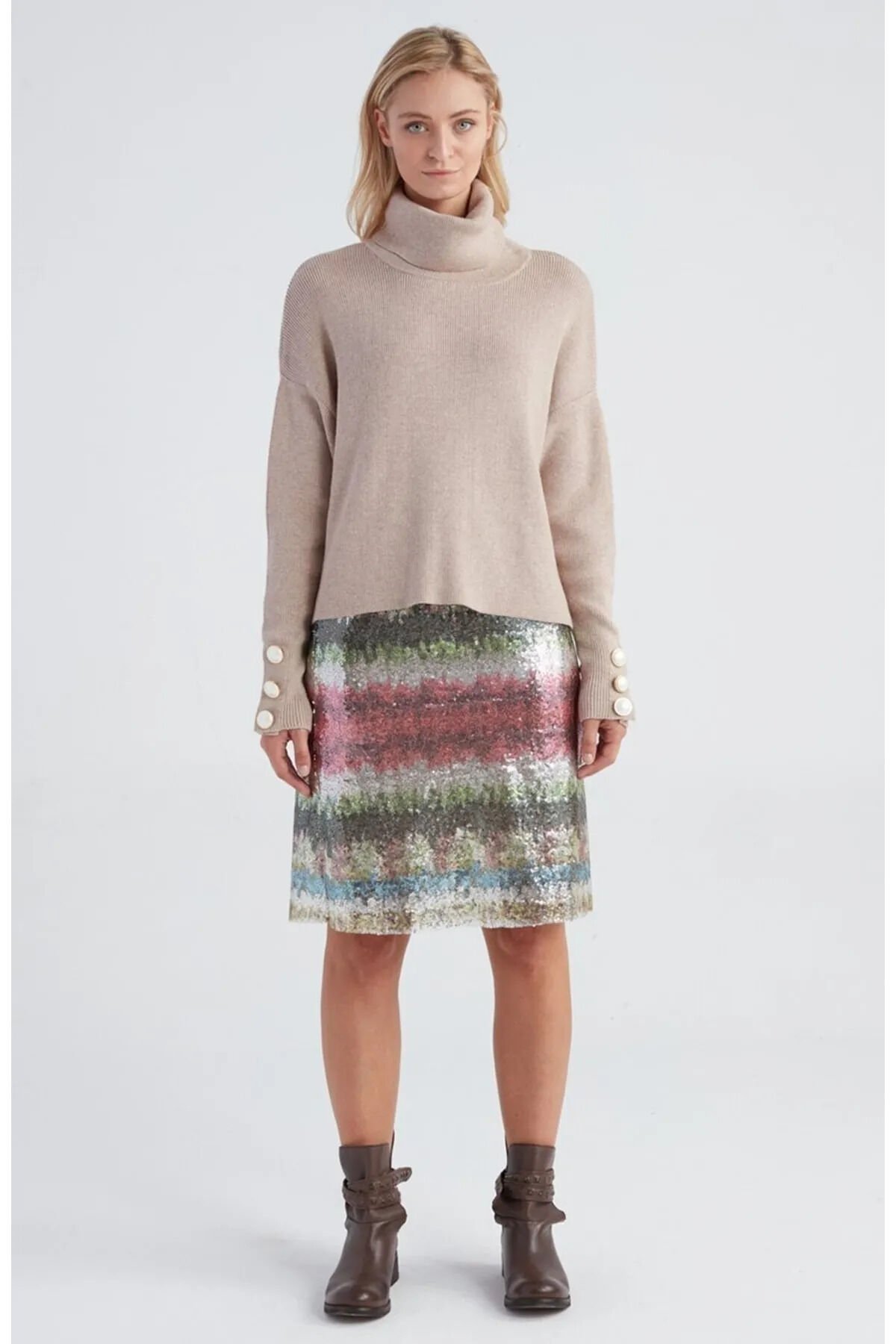 Pastel Pul Payetli Kalem Etek