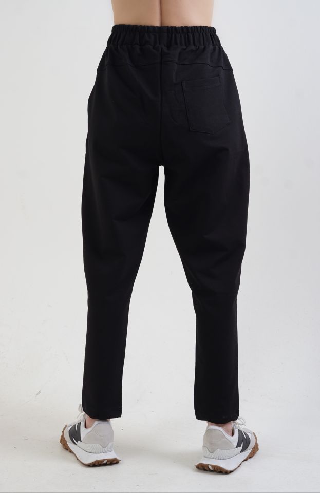 Diagonal Detaylı Jogger Pantolon SİYAH - S