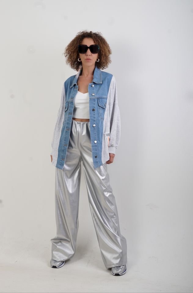 Patch Detaylı Denim Mix Ceket