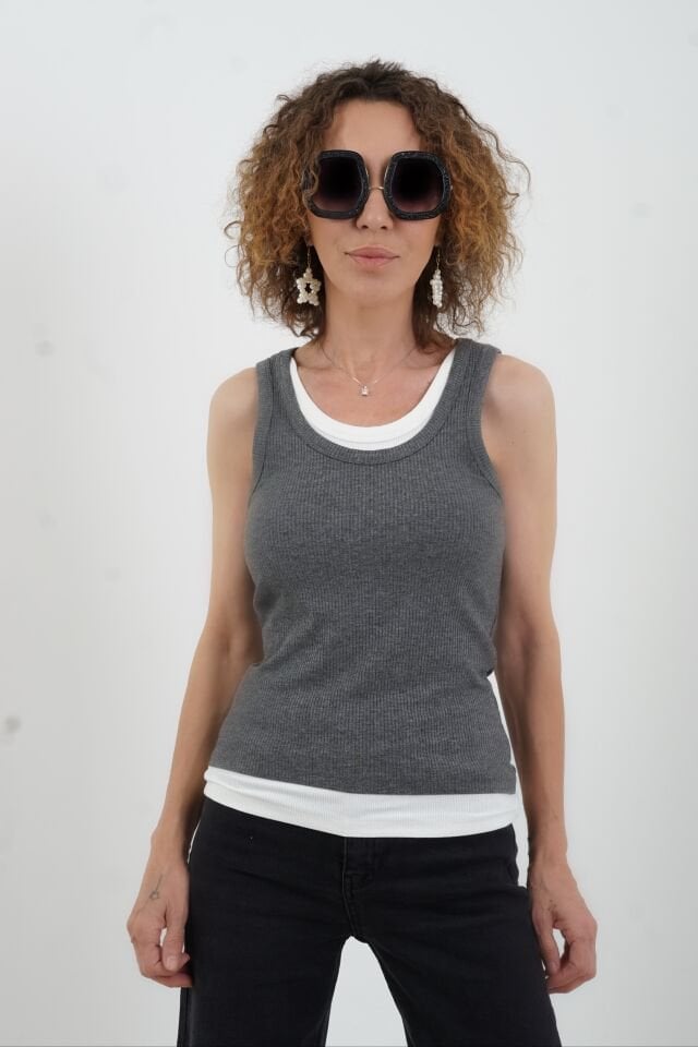 Antrasit Önü Çift Kat Atlet