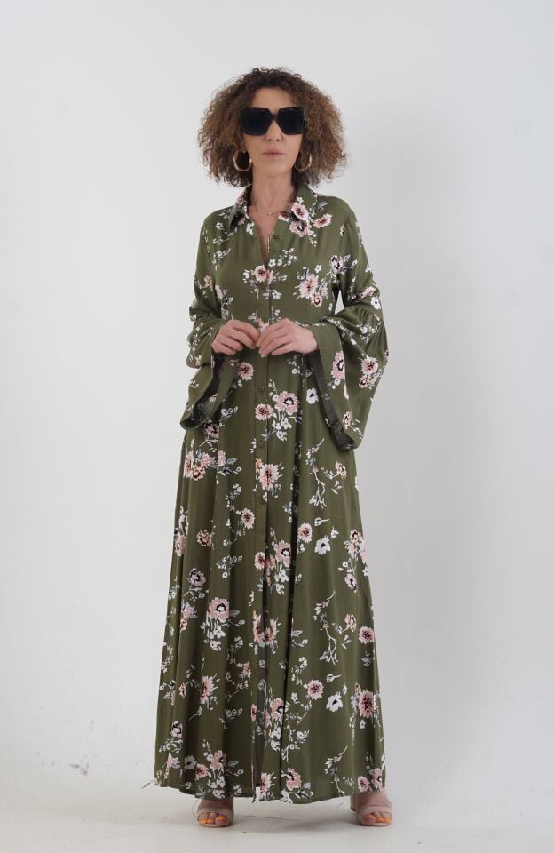 Toscana Kolları Volanlı Gömlek Elbise