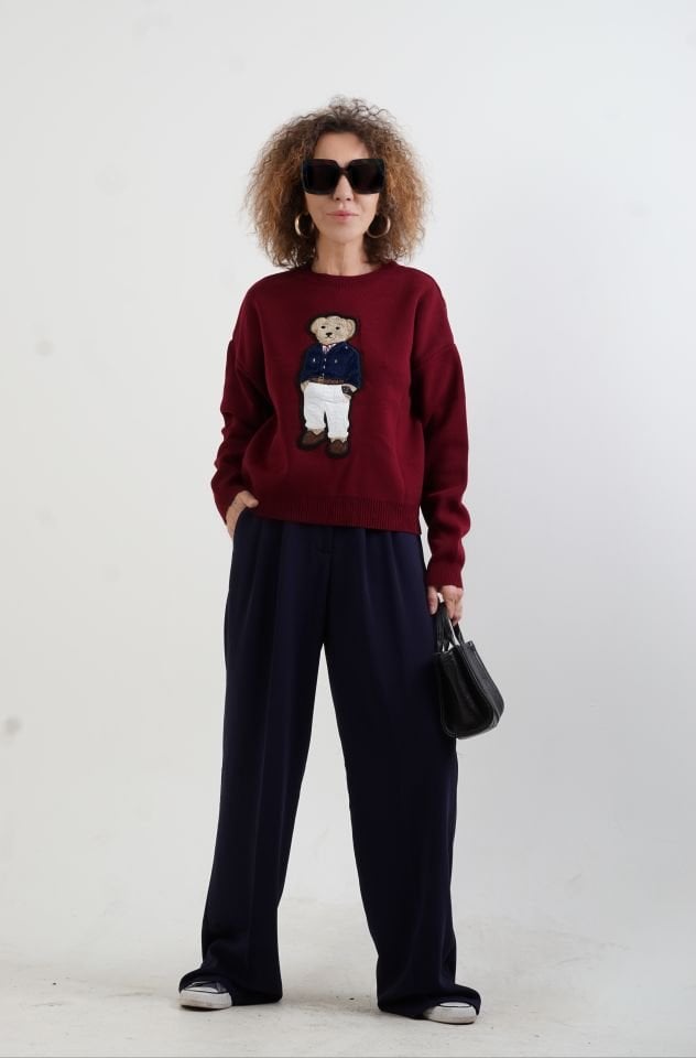 Bordo Teddy Aplike Kazak