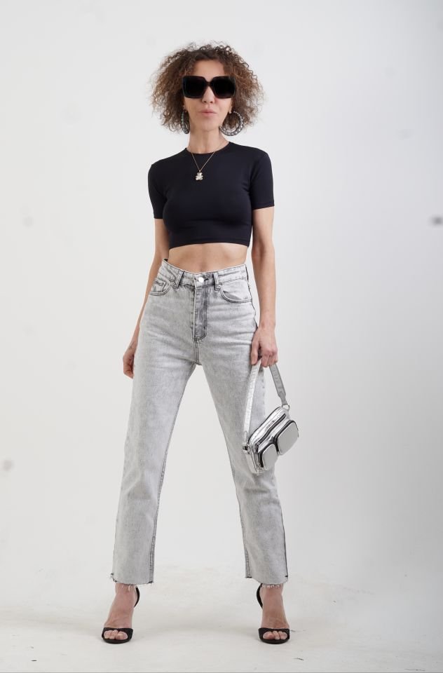 Siyah Poly Croptop