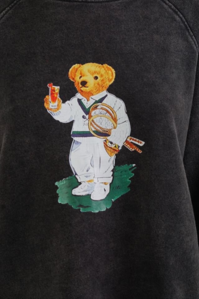 Antrasit Teddy Baskılı Soluk Efekt Sweatshirt